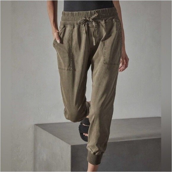 Standard James Perse Pants Women 2| M Olive Jogger Mixed Media Casual Utility - Picture 7 of 15